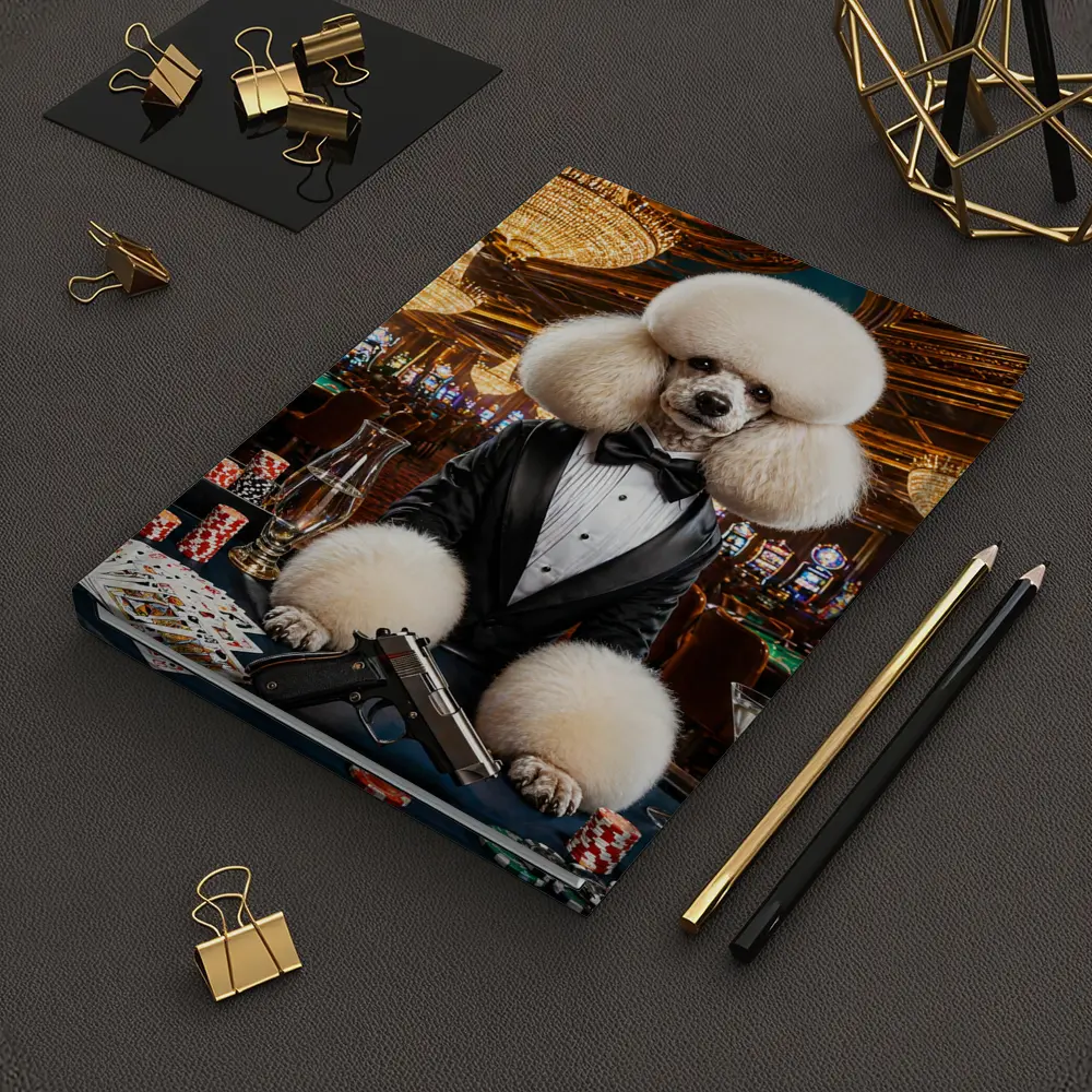 White Poodle Tuxedo Casino Spy Scene – Notebooks