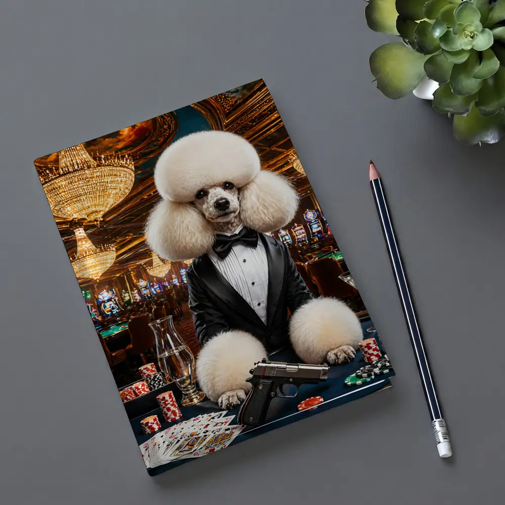White Poodle Tuxedo Casino Spy Scene – Notebooks