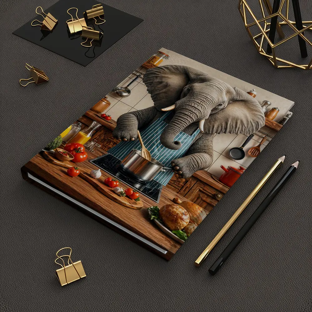 Elephant Chef Cooking in Rustic Kitchen – Notebooks