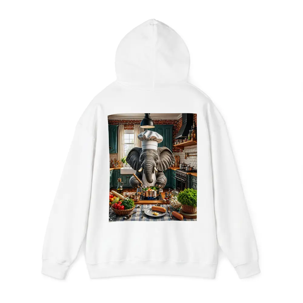 Elephant Chef Cooking Vegetables in Kitchen – Hoodies