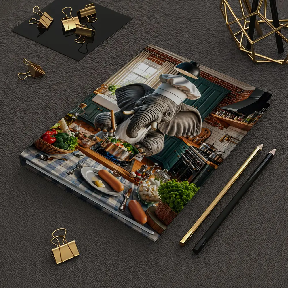 Elephant Chef Cooking Vegetables in Kitchen – Notebooks