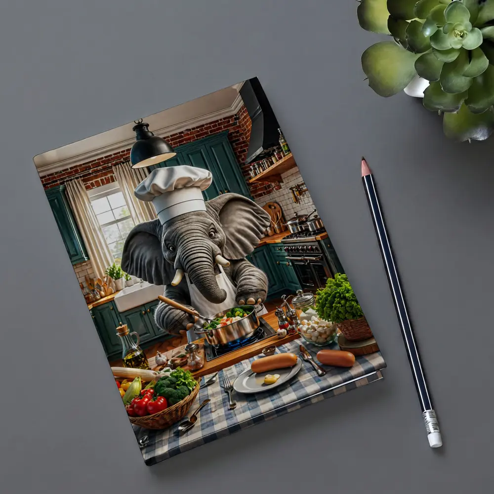 Elephant Chef Cooking Vegetables in Kitchen – Notebooks