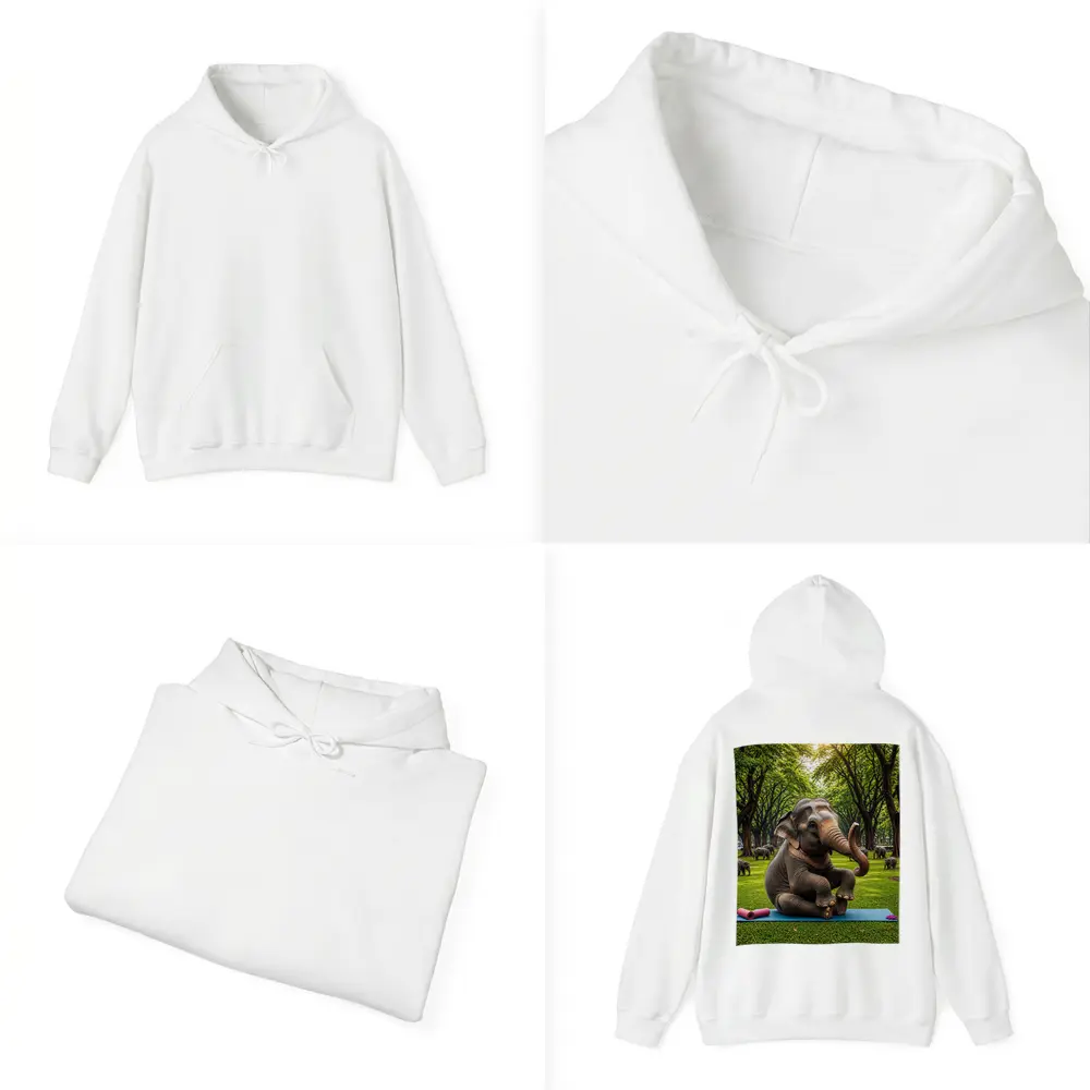 Elephant Doing Yoga in Green Park – Hoodies