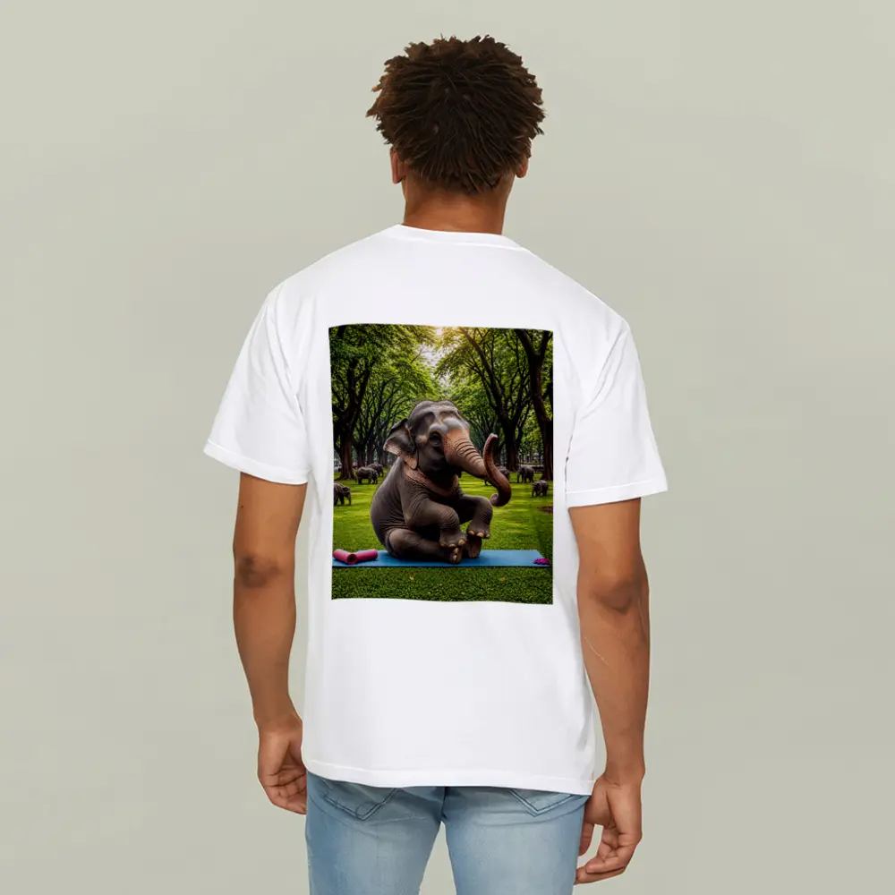 Elephant Doing Yoga in Green Park – T-Shirts