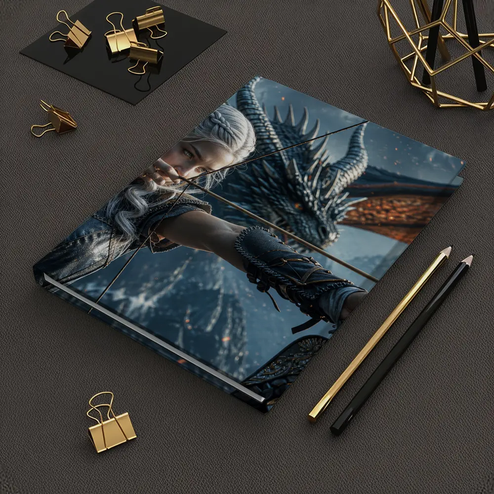 Elf Archer Woman With Dragon Fantasy Art – Notebooks