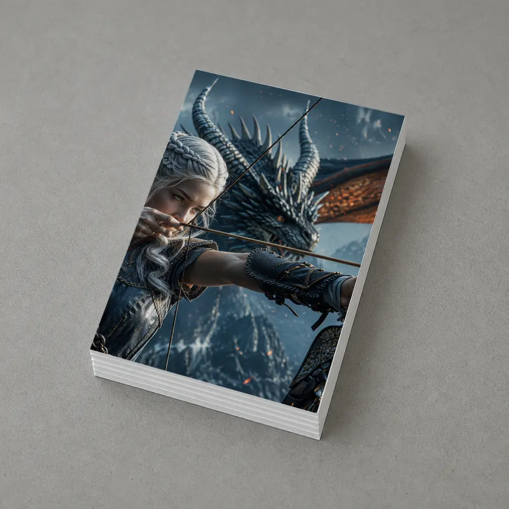 Elf Archer Woman With Dragon Fantasy Art – Postcards