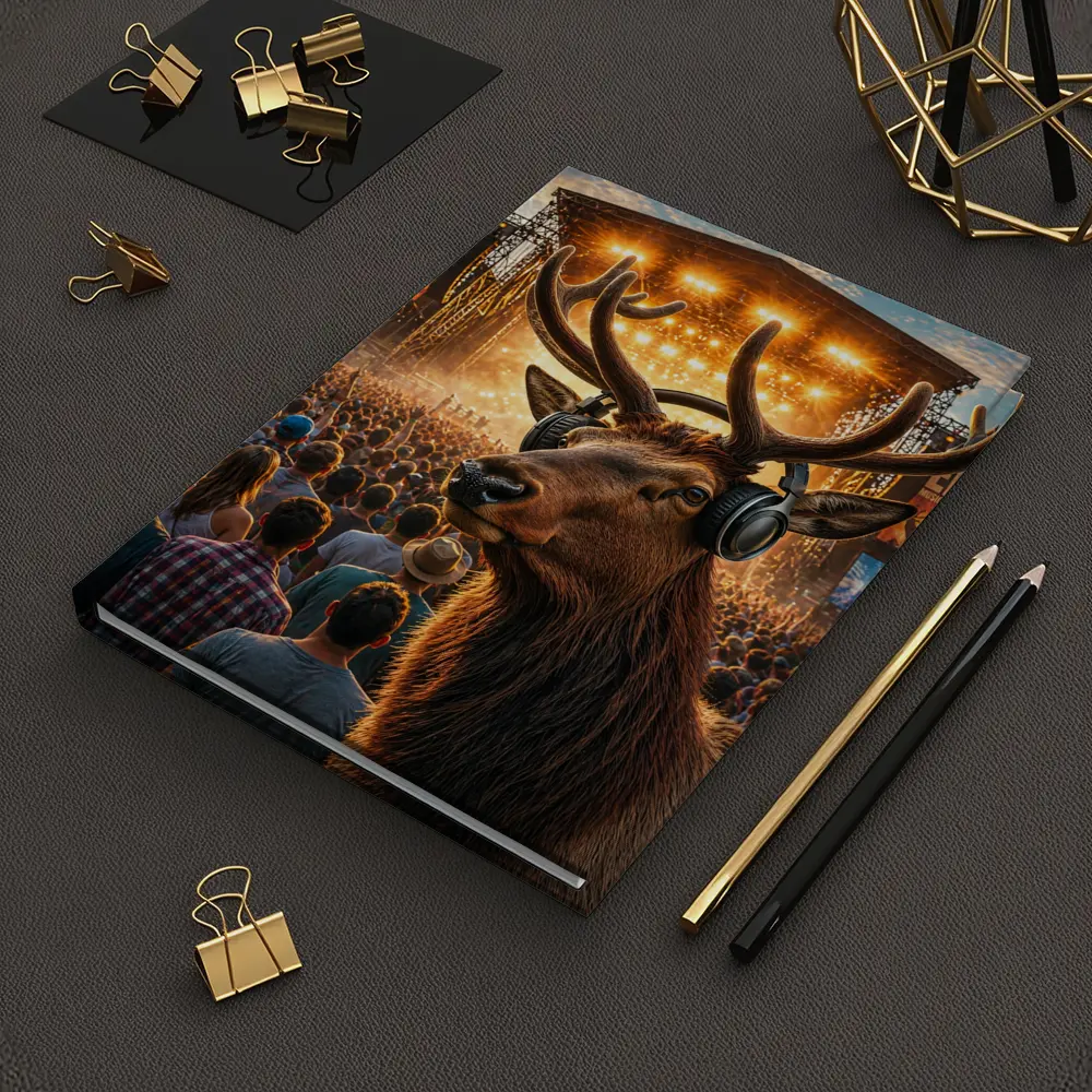Elk With Headphones At Music Festival – Notebooks