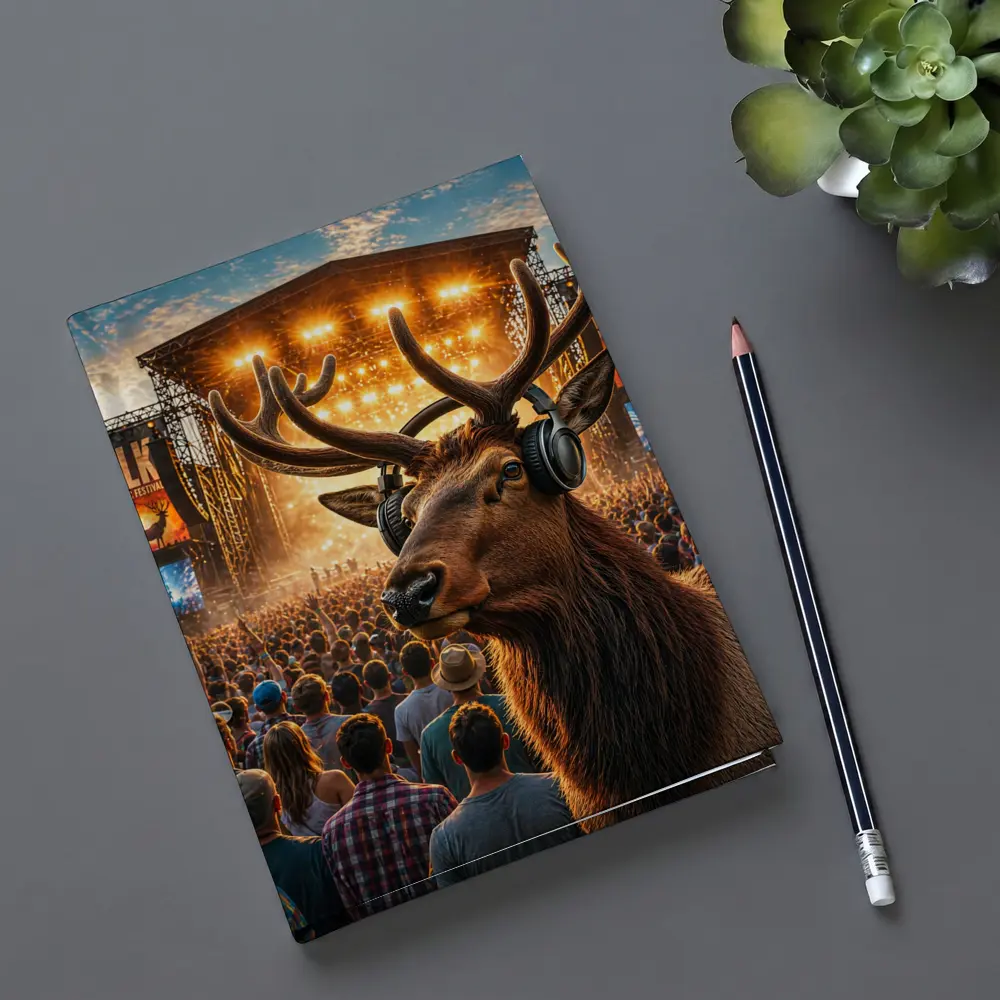 Elk With Headphones At Music Festival – Notebooks