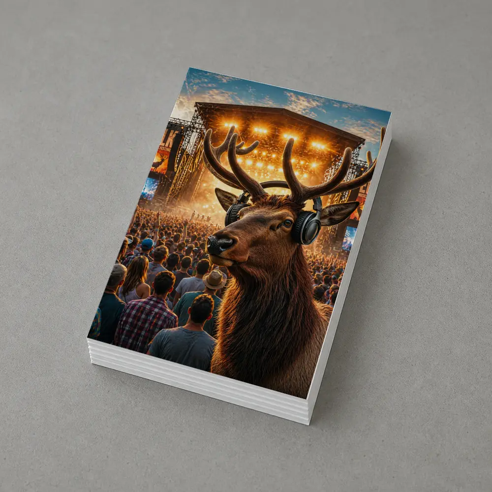 Elk With Headphones At Music Festival – Postcards