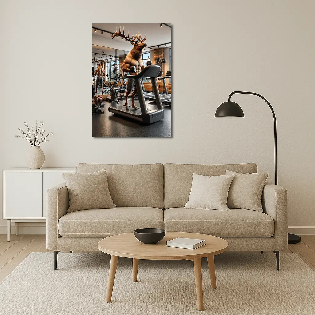 Muscular Elk Working Out in Modern Gym – Wall Art