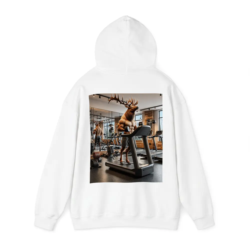 Muscular Elk Working Out in Modern Gym – Hoodies