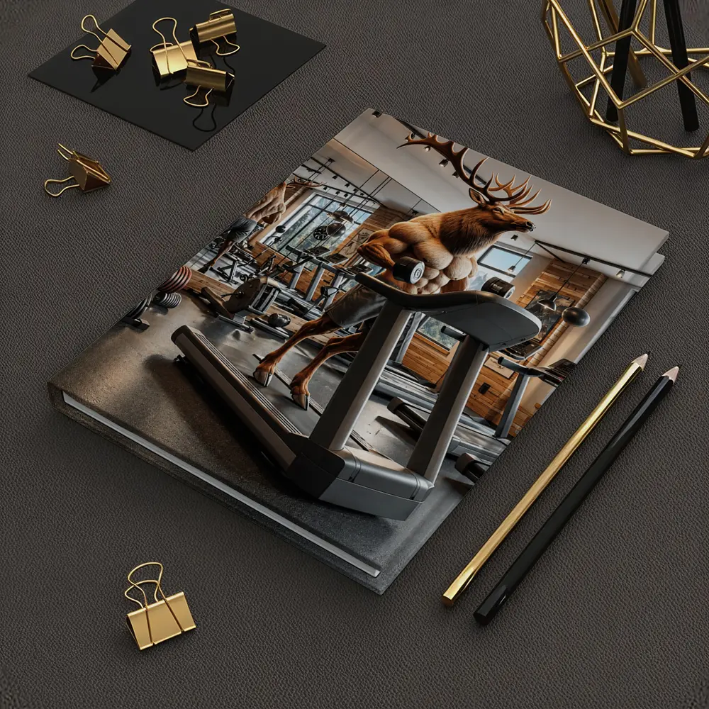 Muscular Elk Working Out in Modern Gym – Notebooks
