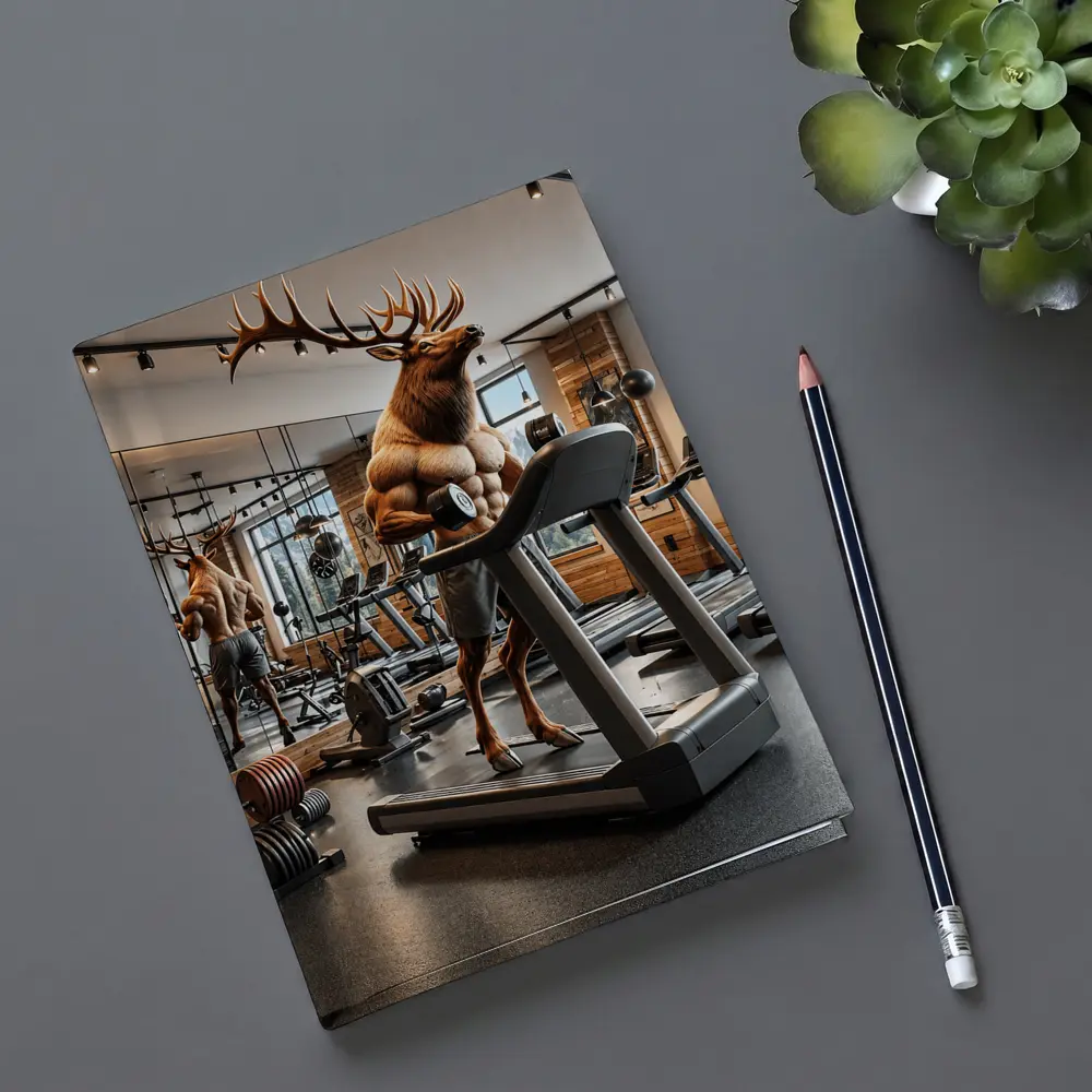 Muscular Elk Working Out in Modern Gym – Notebooks