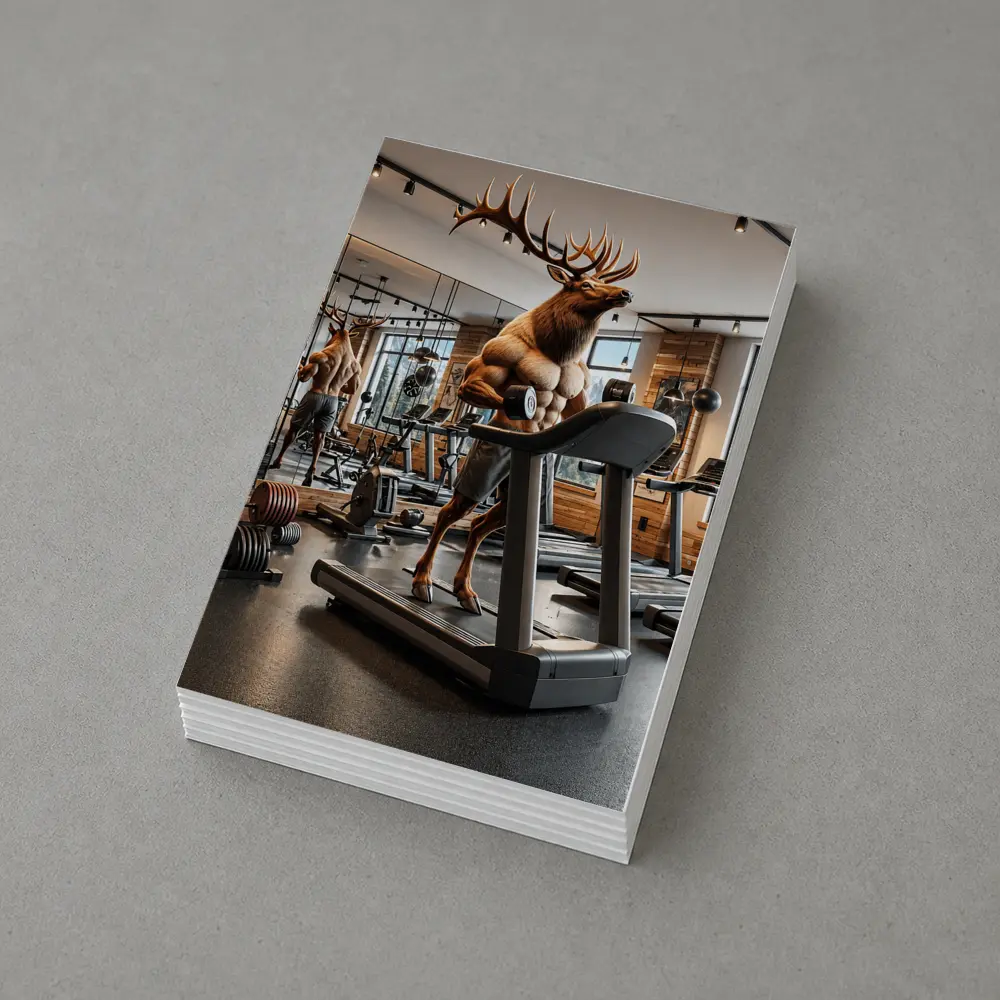 Muscular Elk Working Out in Modern Gym – Postcards
