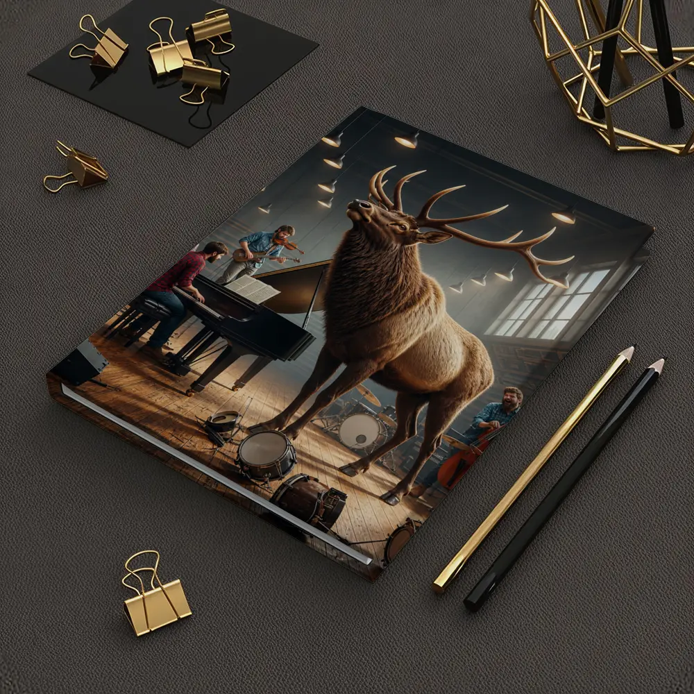Elk Standing in Music Studio With Band – Notebooks