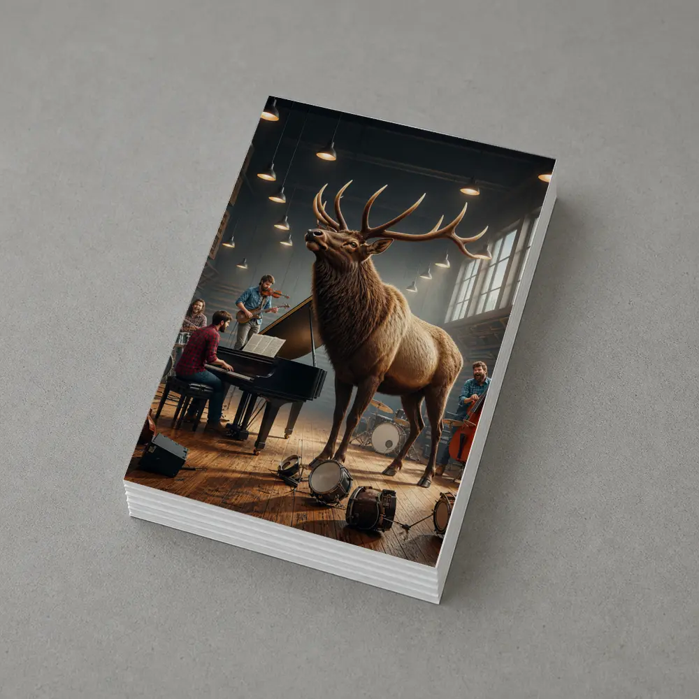Elk Standing in Music Studio With Band – Postcards