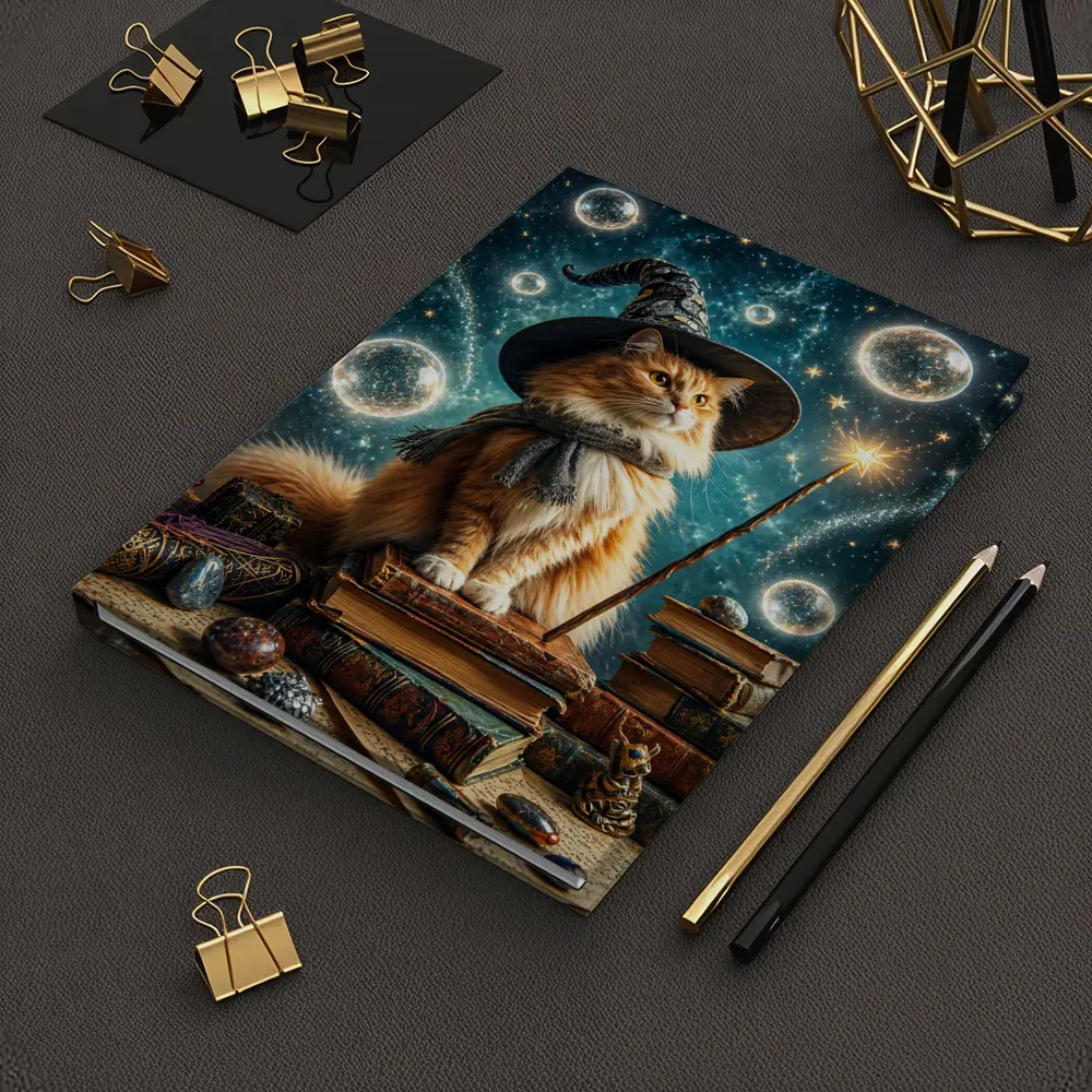 Wizard Cat With Magic Wand Starry Night – Notebooks