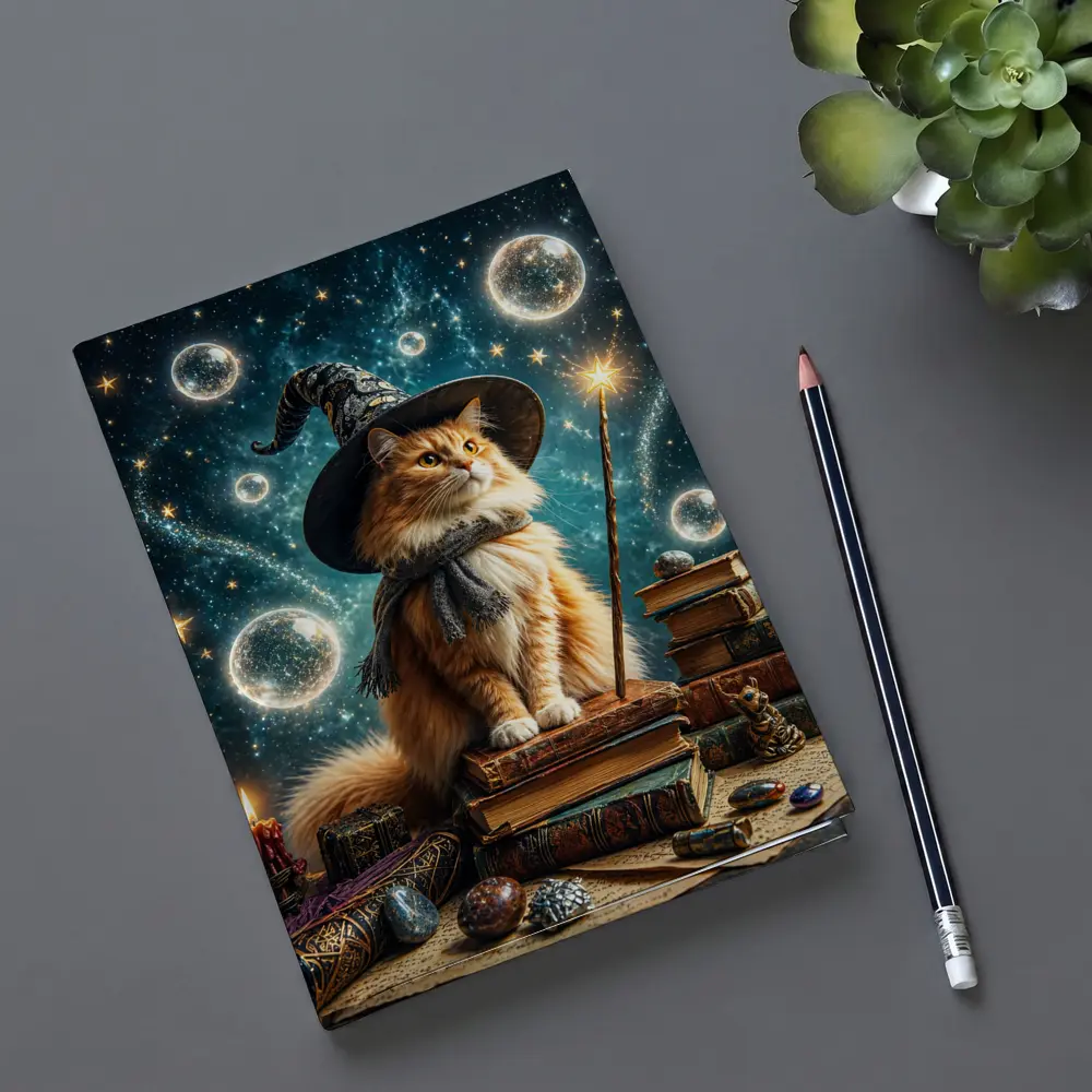 Wizard Cat With Magic Wand Starry Night – Notebooks