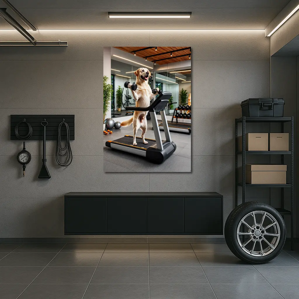 Labrador Retriever Working Out in Gym – Wall Art