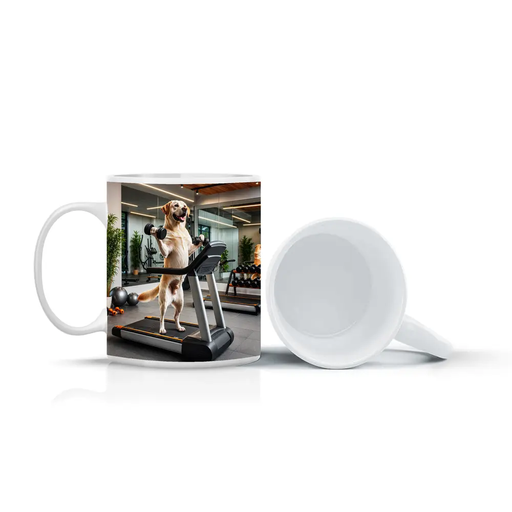 Labrador Retriever Working Out in Gym – Mugs