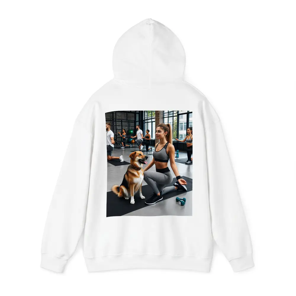Woman Working Out With Dog Gym – Hoodies