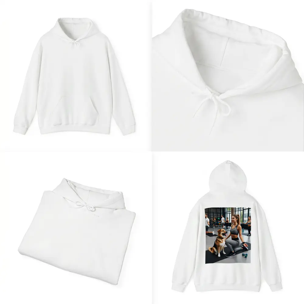 Woman Working Out With Dog Gym – Hoodies