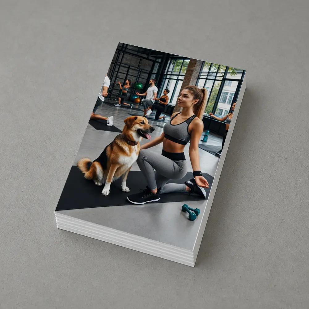 Woman Working Out With Dog Gym – Postcards