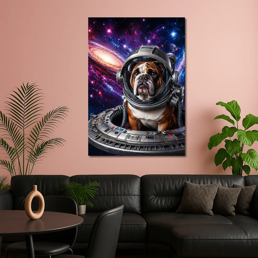 English Bulldog Astronaut Deep Space Galaxy – Wall Art