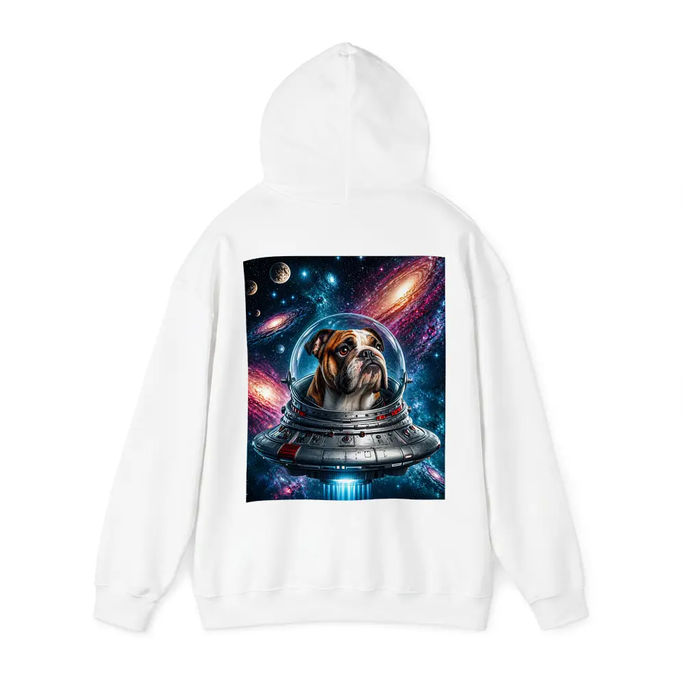English Bulldog Astronaut Flying Through Galaxy – Hoodies