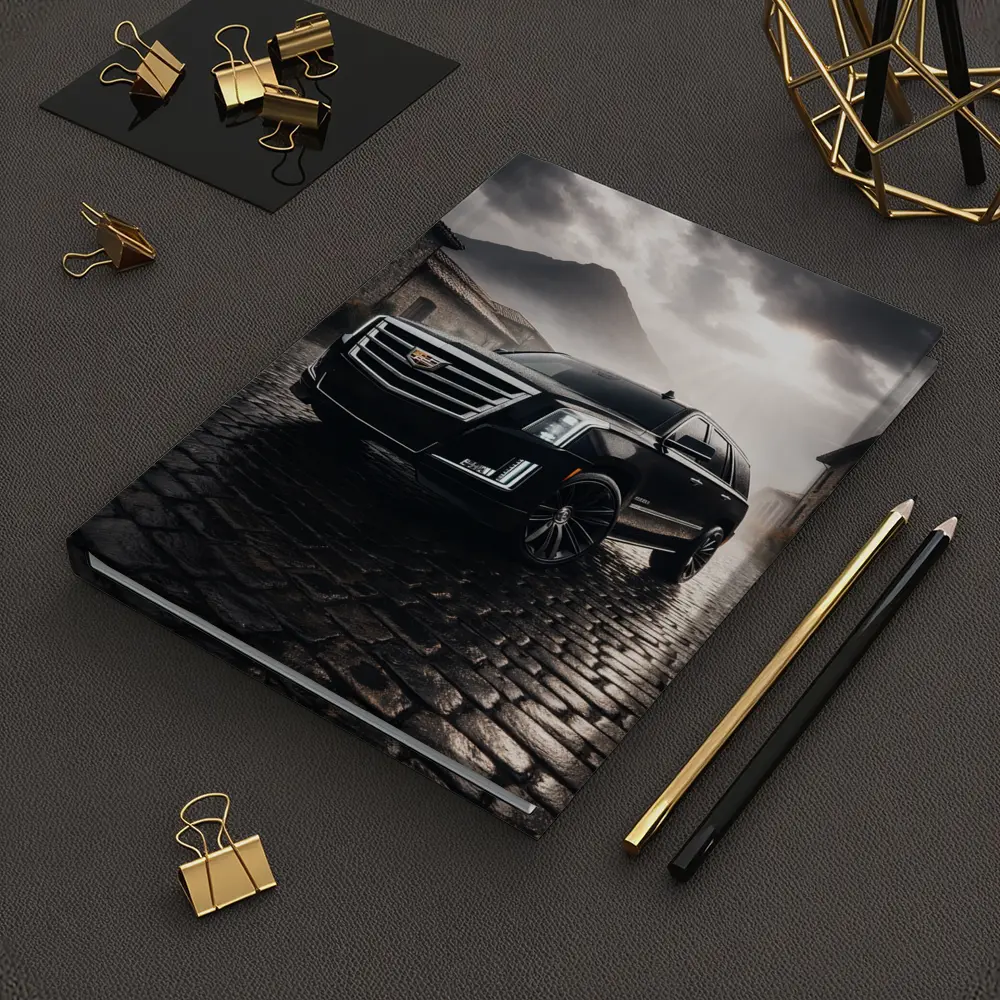 Cadillac Escalade Black SUV Stormy Mountain Setting – Notebooks