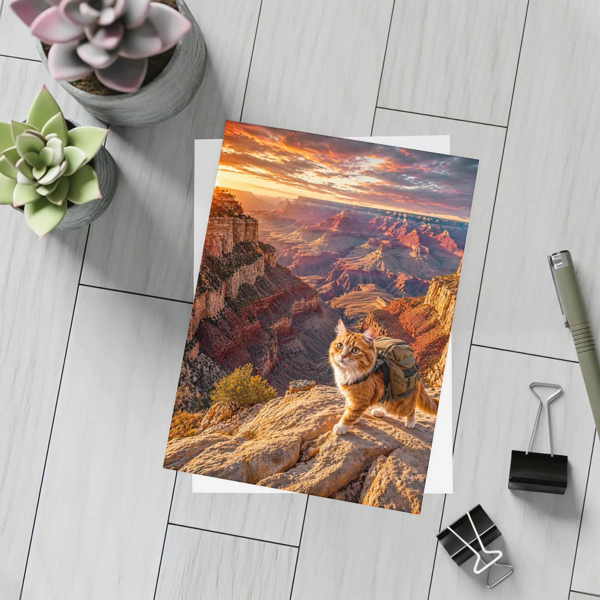 Adventure Cat Hiking Grand Canyon Sunset – Postcards