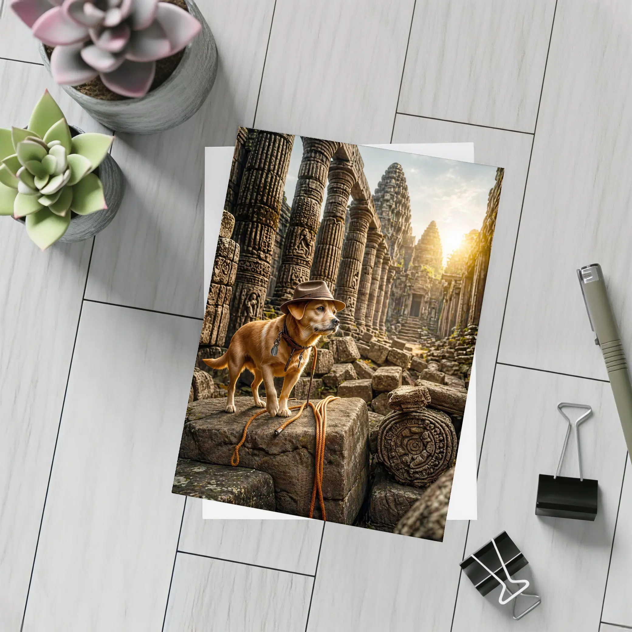 Adventure Dog Explorer Ancient Temple Ruins – Postcards