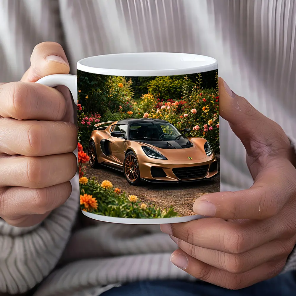 Lotus Exige Bronze Sports Car Garden Setting – Mugs