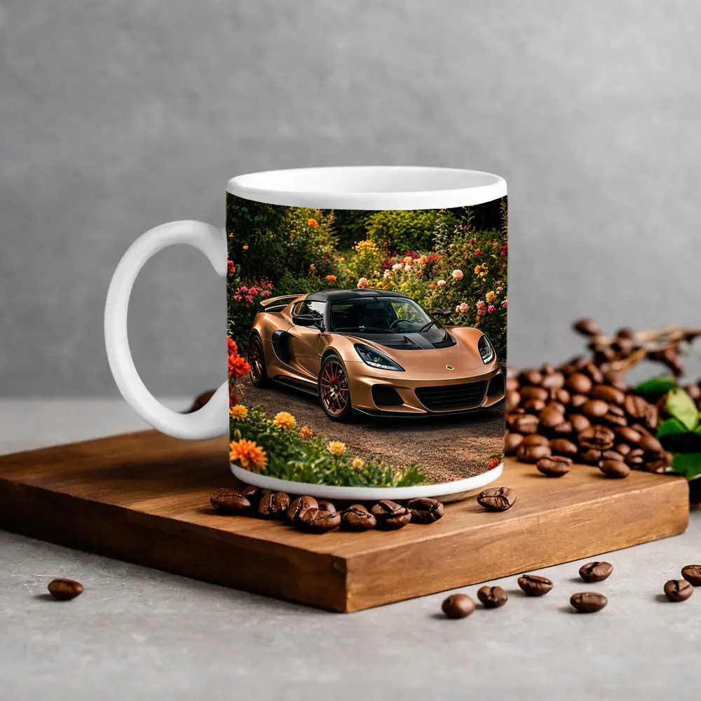 Lotus Exige Bronze Sports Car Garden Setting – Mugs