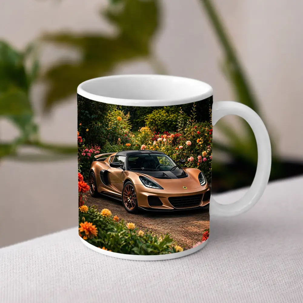Lotus Exige Bronze Sports Car Garden Setting – Mugs