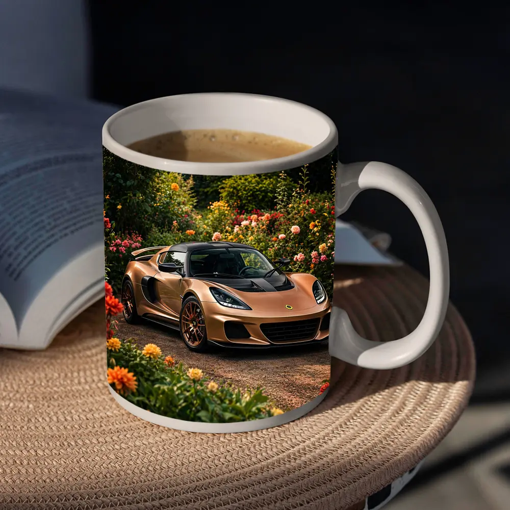 Lotus Exige Bronze Sports Car Garden Setting – Mugs