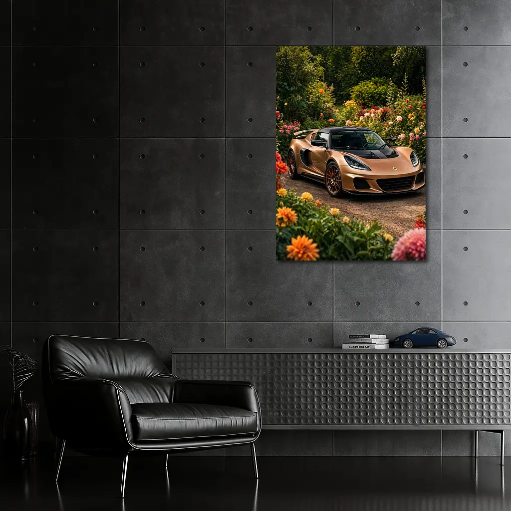 Lotus Exige Bronze Sports Car Garden Setting – Wall Art