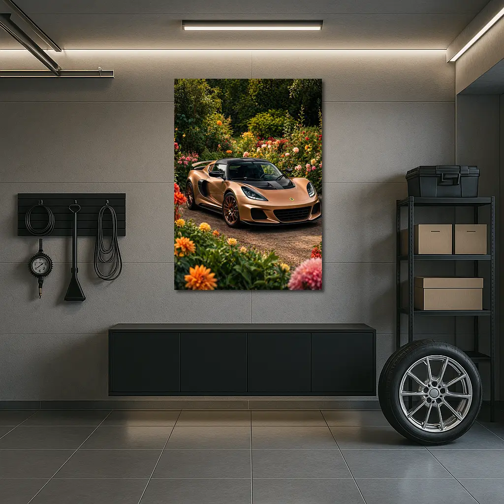 Lotus Exige Bronze Sports Car Garden Setting – Wall Art