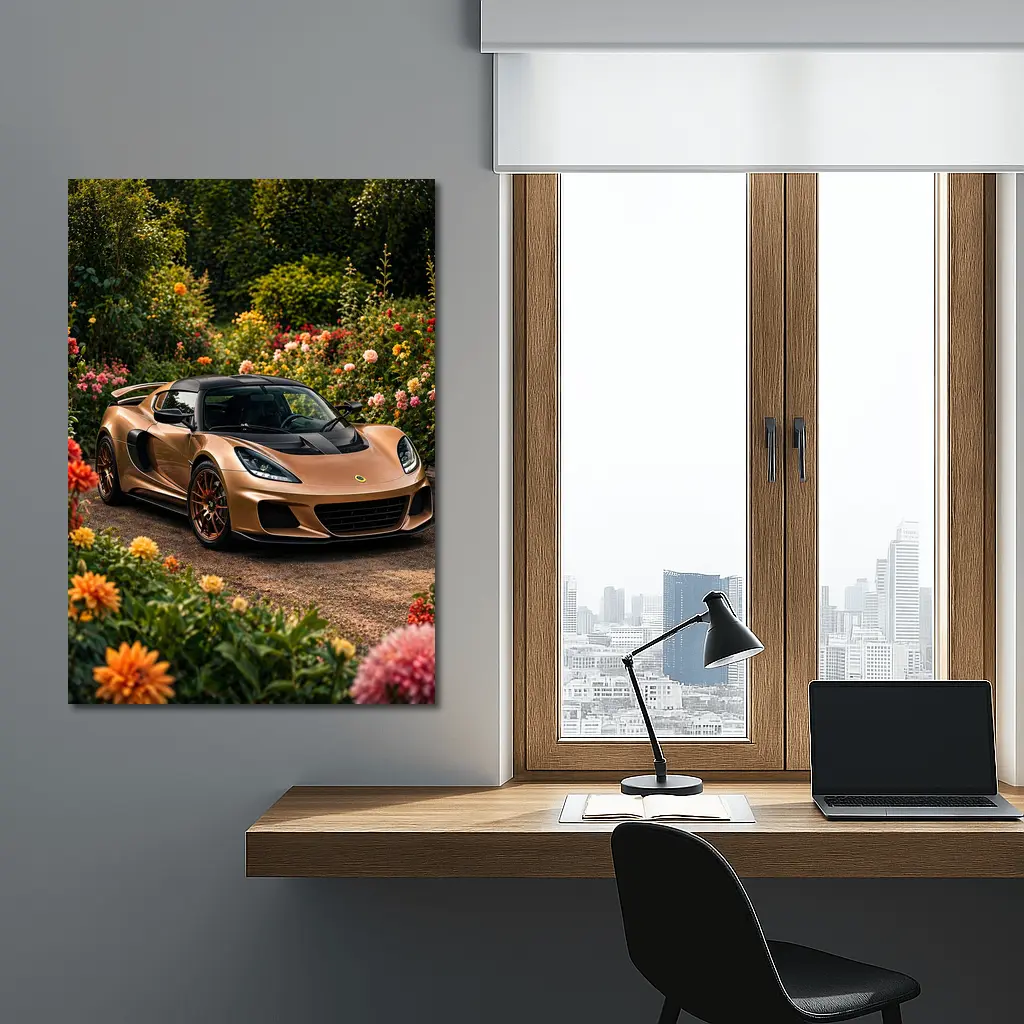 Lotus Exige Bronze Sports Car Garden Setting – Wall Art