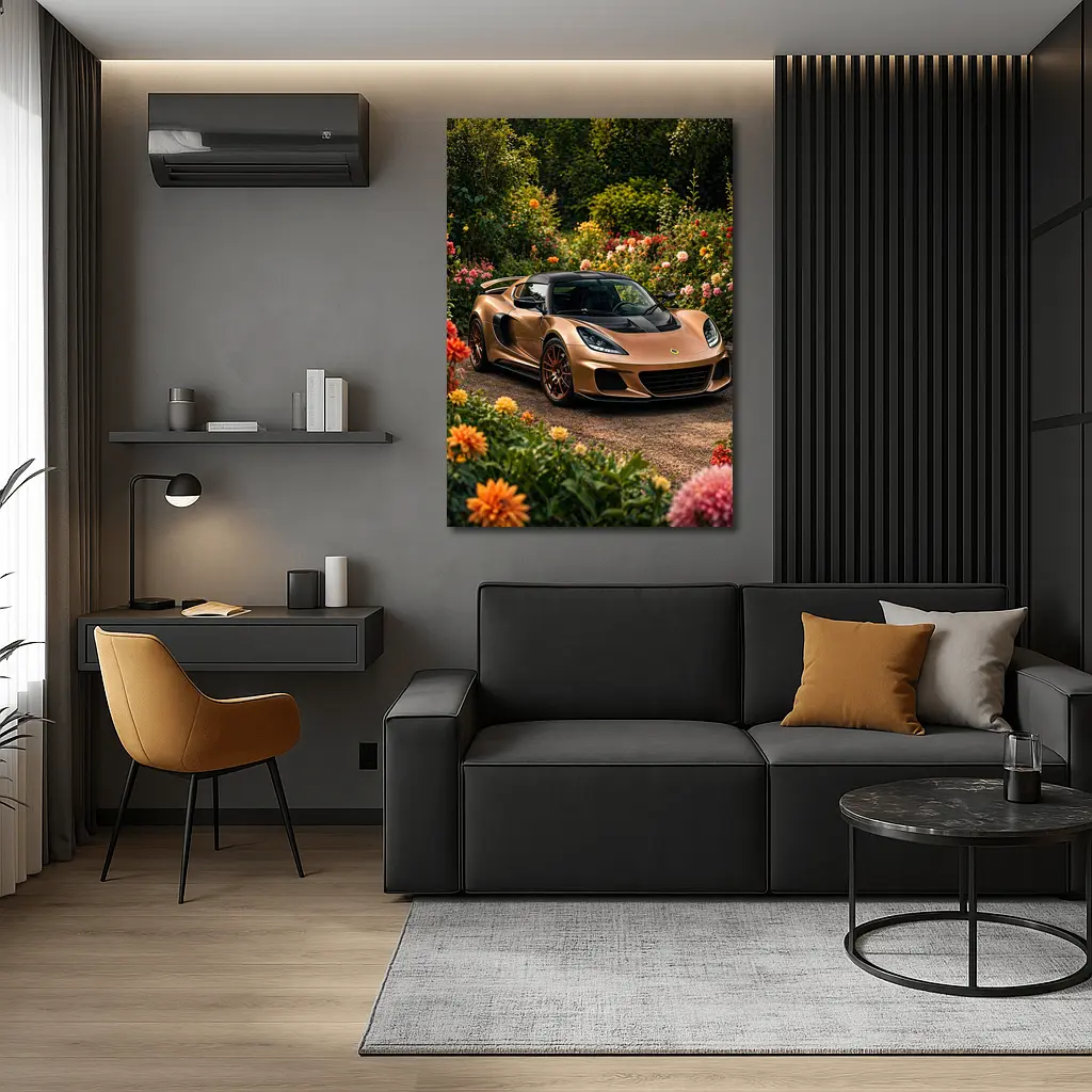 Lotus Exige Bronze Sports Car Garden Setting – Wall Art