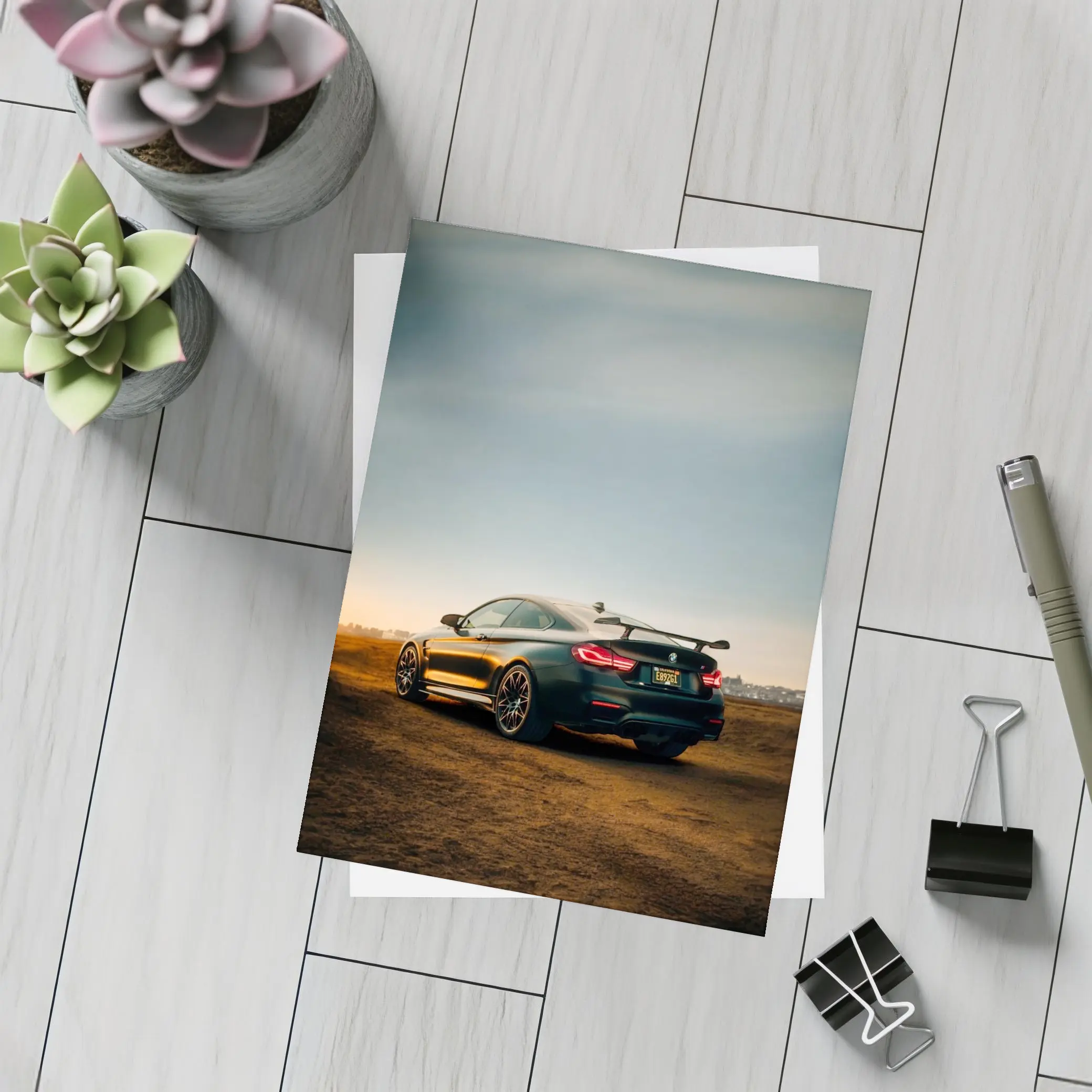 BMW M4 Frozen Black Sunset Dirt Field – Postcards