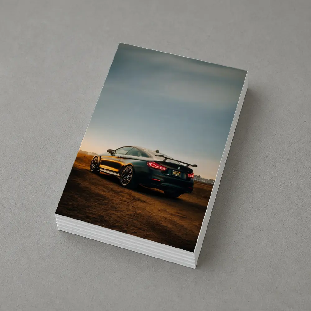 BMW M4 Frozen Black Sunset Dirt Field – Postcards