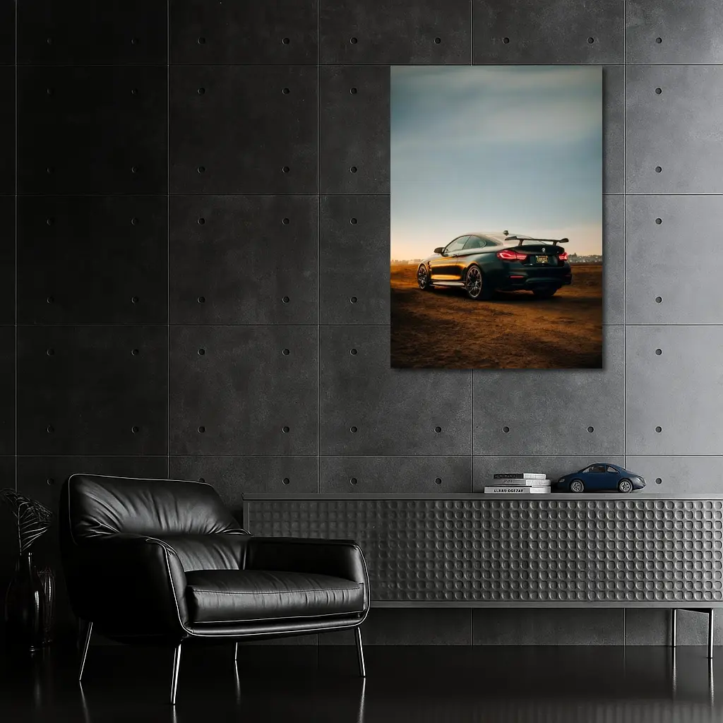 BMW M4 Frozen Black Sunset Dirt Field – Wall Art