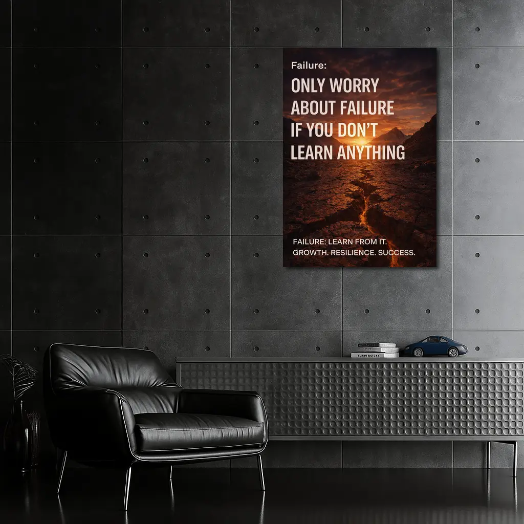 Failure Quote Cracked Desert Sunset Landscape – Wall Art