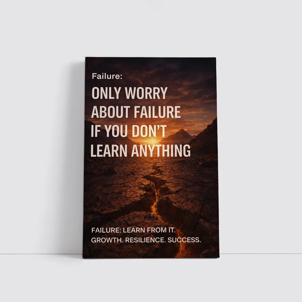 Failure Quote Cracked Desert Sunset Landscape – Wall Art