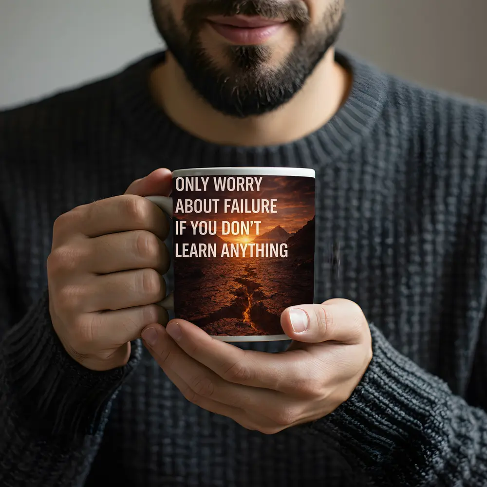 Failure Quote Cracked Desert Sunset Landscape – Mugs