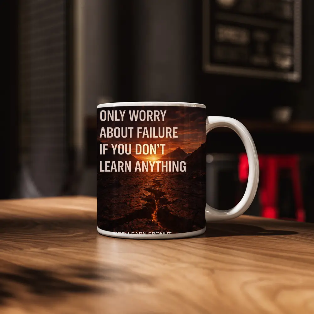 Failure Quote Cracked Desert Sunset Landscape – Mugs