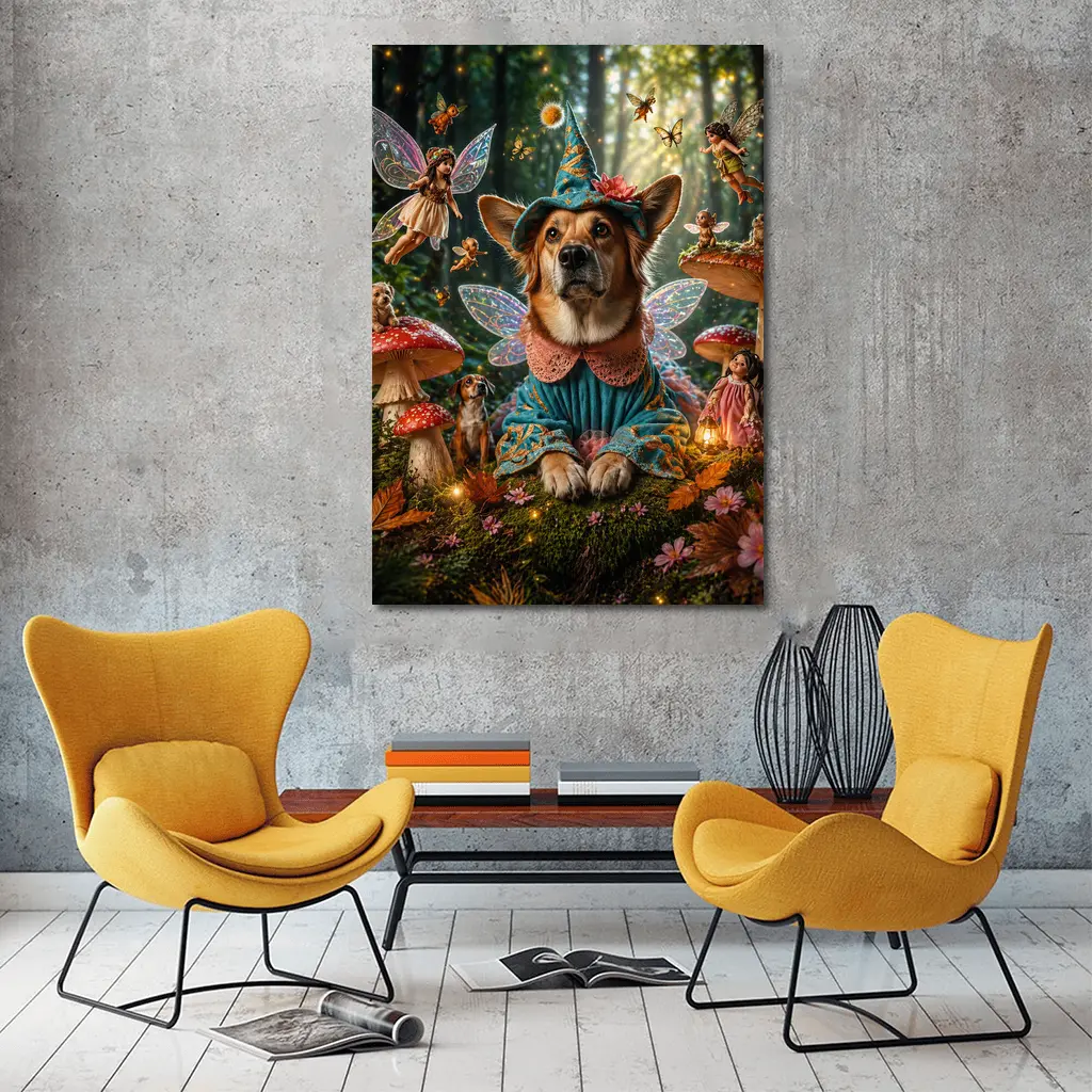 Corgi Fairy Dog Enchanted Mushroom Forest – Wall Art
