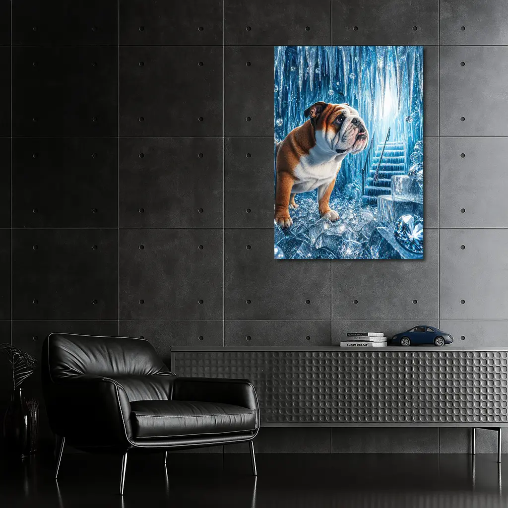 English Bulldog Puppy In Ice Crystal Cave – Wall Art