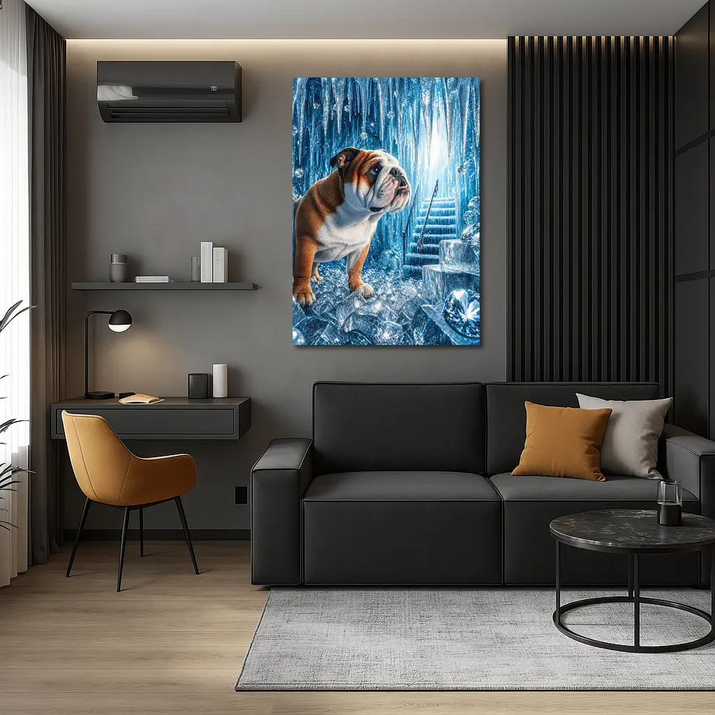 English Bulldog Puppy In Ice Crystal Cave – Wall Art
